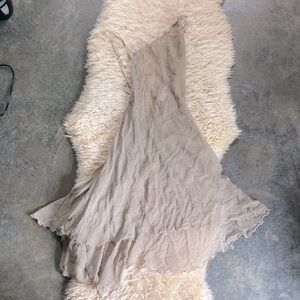 Stella McCartney asymmetrical gauze see-through slip dress w/ fish tail in gray